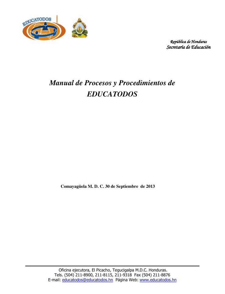 Manual de procesos y procedimientos de educatodos